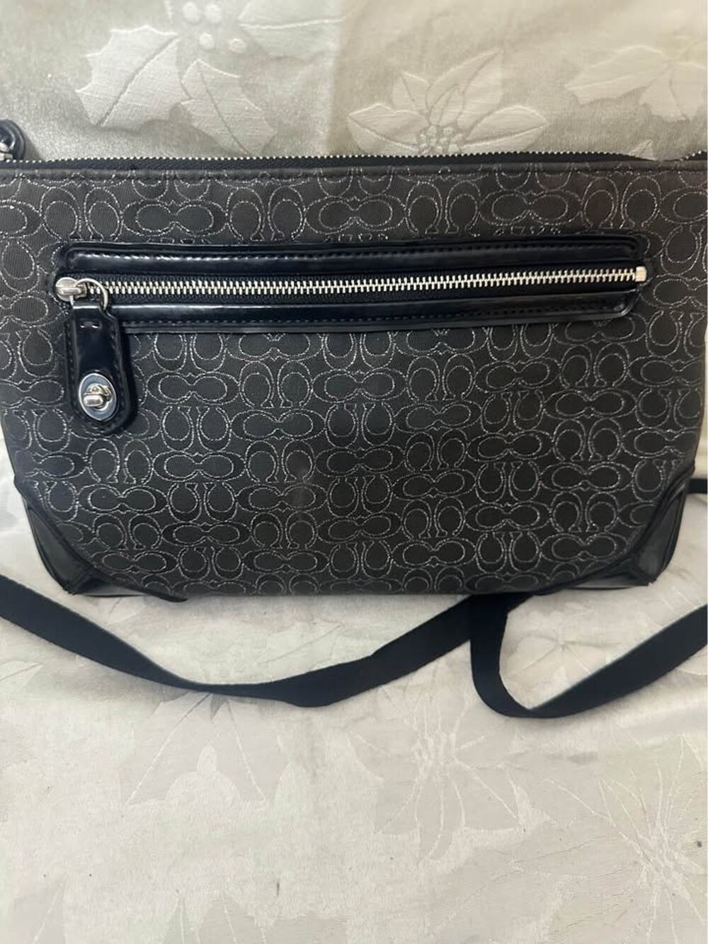Pre-loved Coach Black Silver Signature C Crossbody Bag B-316